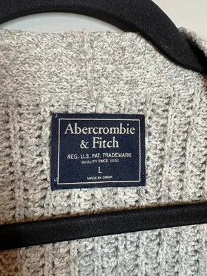 Abercrombie & Fitch grey cable knit sleeve open cardigan sweater thumbnail 3