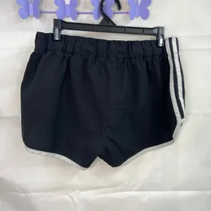 Adidas women's black white striped pull on‎ athletic activewear sports shorts thumbnail 3