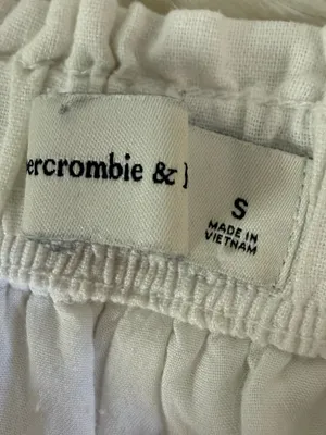 Abercrombie & Fitch White Linen Blend Pull On Wide Leg Pants Size Small thumbnail 4