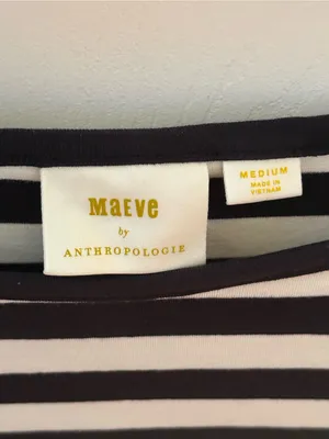 Anthropologie Maeve Boatneck Top in Black and White Stripe thumbnail 4