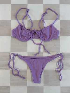 lavender purple ruched balconette bikini set Size XS thumbnail 2