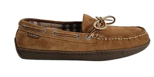 L.L.Bean Brown Suede Flannel Lined Slippers Size 7 thumbnail 1