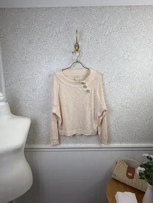 We the Free Cream Button Don’t Forget Me Lightweight Sweater - Size - XS thumbnail 2