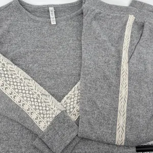 FN by Flora Nikrooz Womens‎ Gray Lace Trim Lounge Set Pajamas 2PC Medium thumbnail 3