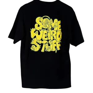 Zara Some Weird Stuff Graphic Oversized Relaxed Fit Basic T Shirt M Black Yellow thumbnail 1