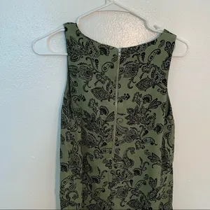 Forever 21 Womens Size XS Sleeveless Swing Dress Green Black Paisley Exposed Zip thumbnail 6
