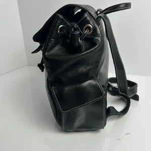 Perlina Black Genuine Leather Backpack Vintage 90s Buckle Moto Y2K Bag thumbnail 9