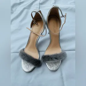 Elegant Silver Heels with REAL Fur Accent🔥🔥🔥 thumbnail 5