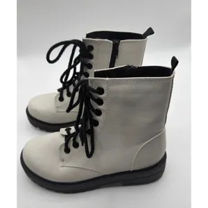 UNR8ED Combat Boots Side Zip Lug Sole Women's 8W Cream Military Platform Grunge thumbnail 3