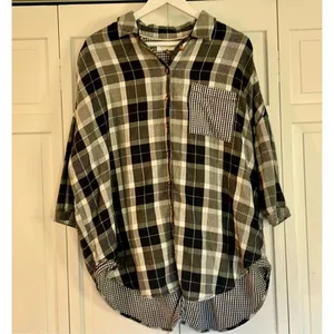 Anthropologie pilcro the letterpress blue plaid boyfriend collared flannel m/l thumbnail 13