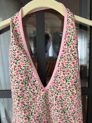 American apparel floral bodysuit leotard sleeveless scoop open back vneck halter thumbnail 5