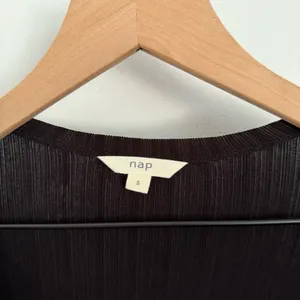 Nap Small Loungewear Rib Knit Bolero Top Square Neck Black Metallic Minimal thumbnail 5