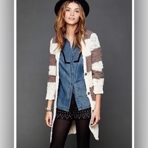 Free People | Cuddle Bear Rugby Stripe Boucle Duster Cardigan, size S thumbnail 3