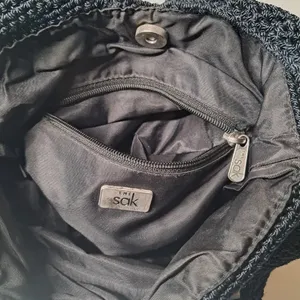 The Sak Crochet Knitted Black Handbag Purse Shoulder Bag thumbnail 5
