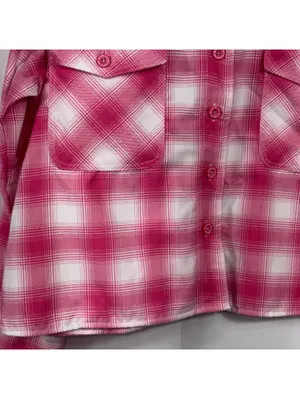 Dixxon The Valentine Women’s M Pink Plaid Cropped Flannel thumbnail 3