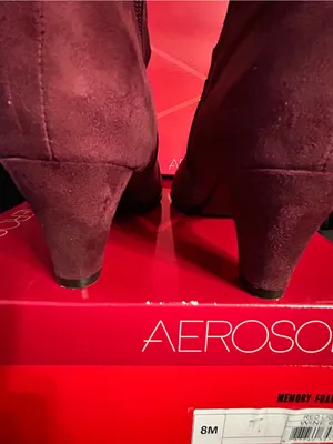 AEROSOLES Women’s Red Light Wine Memory Foam Suede Mid-Heel Ankle Boots 8M thumbnail 6