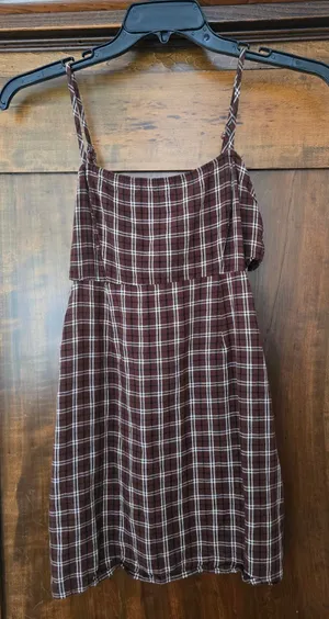 O Kendall And Kylie Brown Plaid Spaghetti Strap Dress Small thumbnail 1