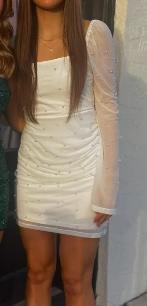 Lulus White Pearl Mini Hoco Dress thumbnail 5