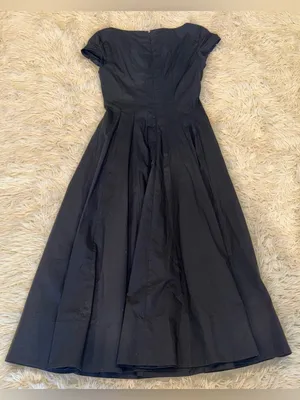 NEW STAUD Wells Stretch Cotton Fit & Flare black Midi Dress sz 4 thumbnail 7