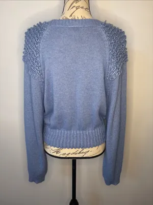 Anthropologie Mare Mare Cinched crew neck sweater with loop knit detail blue M thumbnail 5
