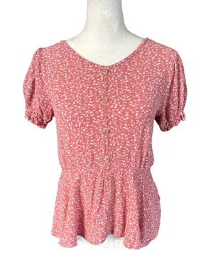 Art Class women's pink floral peplum top size XL 14/16 thumbnail 1