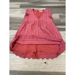 Vestique Eyelet Embroidered Skort Dress Size M Terracotta V‑Neck Flutter Sleeves thumbnail 6