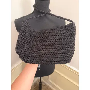 The Sak Original Black Tightweave Knit Shoulder Bag Purse Boho Minimalist Beach thumbnail 3