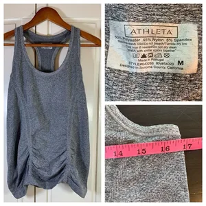 Athleta Fastest Track Medium‎ Seamless Ruched Tank Top Gray Athleisure thumbnail 2