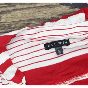 NWT As U Wish Juniors Striped Drawstring T-Shirt Dress Red Stripe L thumbnail 7