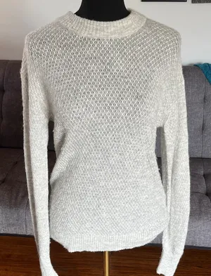 Quince Cream Crew Neck Sweater wool nylon and alpaca blend size Small thumbnail 1