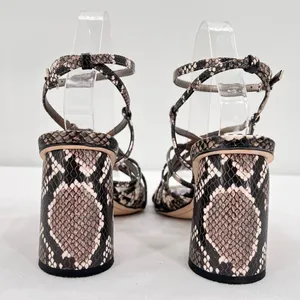 Sam Edelman Daffodil Taupe Snakeprint Ankle Wrap Block Heel Strappy Sandals Sz 9 thumbnail 12