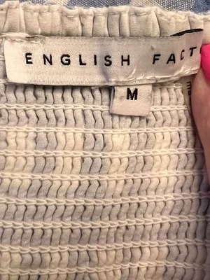 English Factory Sweetheart Neck Ruffle Gingham Midi Dress Blue White Size Medium thumbnail 11