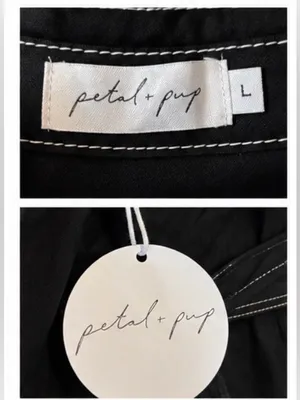 Petal + Pup Morph Contrast Stitch Mini Shirt Dress Black Size Large NWT thumbnail 5