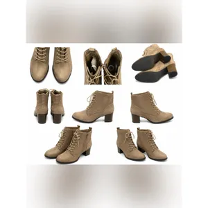 NWB Journee Collection Baylor Booties Sz 8.5 Faux Suede Lace-Up Stacked Heel Tan thumbnail 2