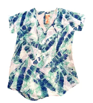 NWT FRANCESCA'S blue‎ & white palm print swim coverup tunic Size M/L thumbnail 1