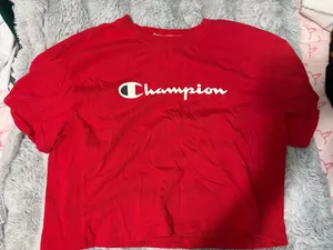 Red Cropped Champion Tee thumbnail 1