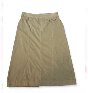 Women’s Croft & Barrow Stretch Khaki Corduroy A-Line Midi Skirt Size 12 thumbnail 2