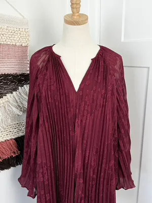 Anthropologie Toulon Pleated Dress Plum Size S NWT thumbnail 3