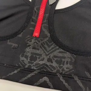 Free People Movement Black/Gray/Coral Abstract Pullover Zip-Up Sports Bra- Small thumbnail 10