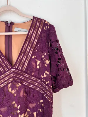 Adelyn Rae Purple 3D Lace Floral Dress Women's XL Cocktail Wedding Guest thumbnail 5