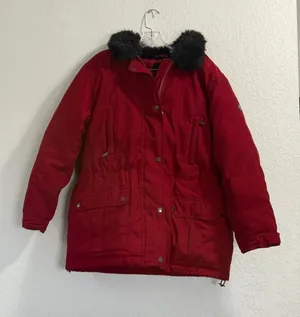 Ralph Lauren Winter Goods Red Down Coat Puffer Parka Women's Hooded Size M thumbnail 1