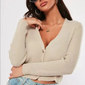 ✨ sand skinny rib cropped cardigan✨ thumbnail 1