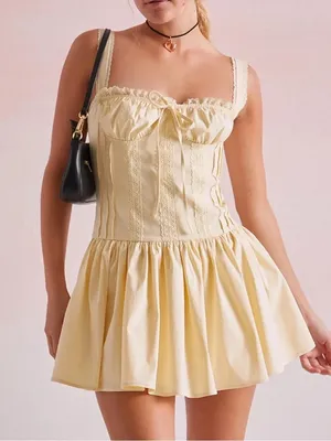 Beverly and Beck Alessia Corset Pastel Yellow Mini Dress thumbnail 1