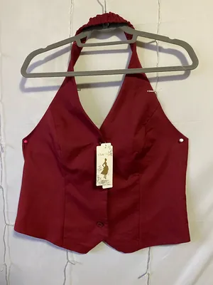 Burgundy Halter Vest Top Red Size XL thumbnail 1