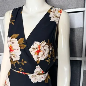 Leith True Wrap V-Neck Floral Flowy Maxi Sleeveless Dress Size Large thumbnail 8