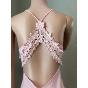 D'ELEGANCE LINGERIE Slip PINK SPAGETTI MEDIUM MAXI FLORAL LACE LIGHTWEIGHT#95 thumbnail 7