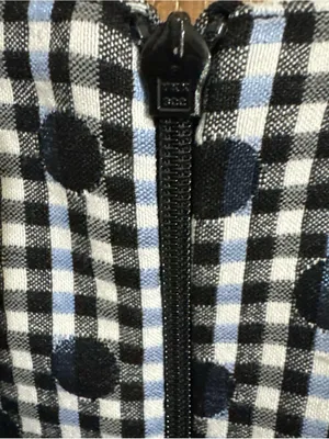 JH Woven White Black Gingham Polka Dot Dress Ruffled Cap Sleeves Women’s Size 12 thumbnail 4