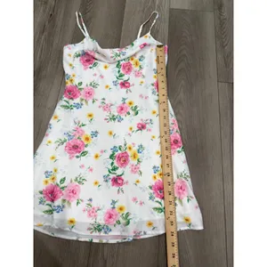 Altar'd State Girly Floral Pink Cowl Neck Satin Casual Mini Dress XS thumbnail 3