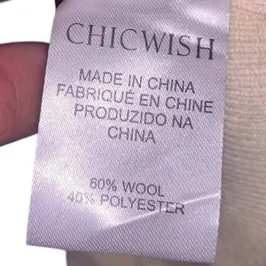Chicwish Sweater Women M/L Cream Black Wool Blend Windowpane Grid Mock Neck Chic thumbnail 3
