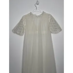 American Vintage 1970s Ivory Lace Chiffon Bridal Robe Gown Unbranded Small P thumbnail 6